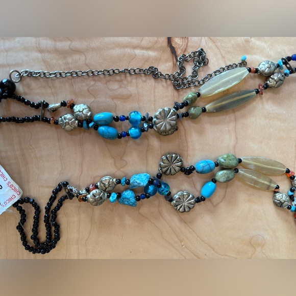 Chico’s belt, vintage, NWT, Blue Lagoon Belt mixed metals and stones. 2 strands - Picture 6 of 13